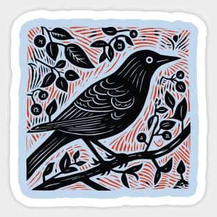 Lino Cut Bird Sticker